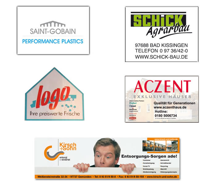 Siebdruck Bandenwerbung Schilder PVC Aluminium Kunststoff Kartonage gnstig online