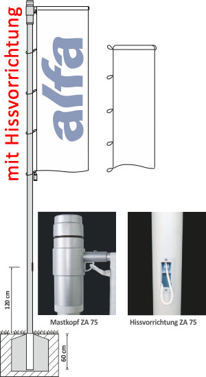 Mobiler Fahnenmast Aluminium bis 7 Meter Schiebemast Teleskopmast Alumast ALU 